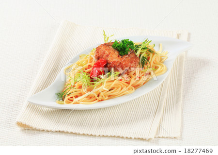 Meat patty with spaghetti Meat patty with spaghetti 18277469