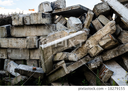 The big heap of the damaged concrete blocks 18279155
