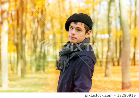 Serious teenage boy in the autumn sunny park Serious teenage boy in the autumn sunny park 18280919