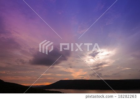 Silhouette of Lam Takong reservoir dam w Silhouette of Lam Takong reservoir dam w 18282263