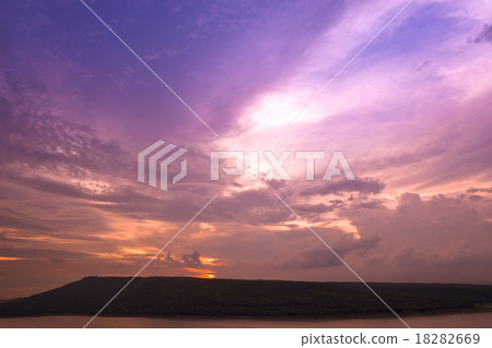 Silhouette of Lam Takong reservoir dam 18282669