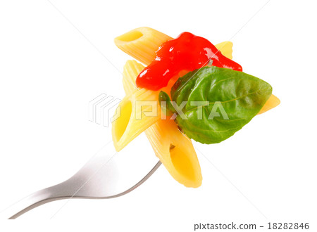 Pasta tubes on fork 18282846