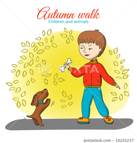 Boy and dog. Boy and dog. 18283237