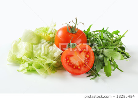 Ice lettuce, arugula and tomatoes Ice lettuce, arugula and tomatoes 18283484