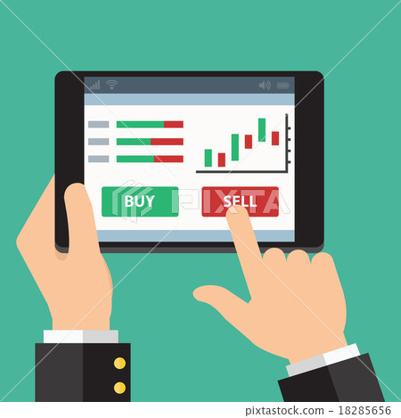 Mobile foreign exchange trading. Vector Flat desig 18285656