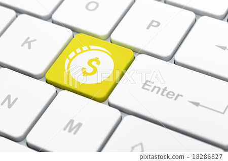 Money concept: Dollar Coin on computer keyboard Money concept: Dollar Coin on computer keyboard 18286827