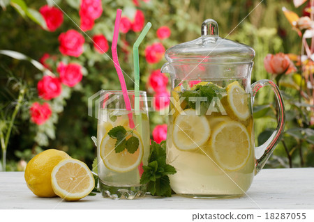 homemade lemonade close-up on the table outdoors 18287055