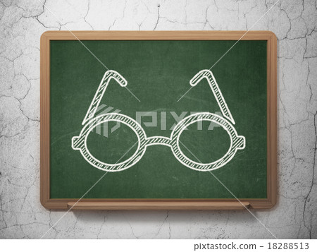 Science concept: Glasses on chalkboard background 18288513