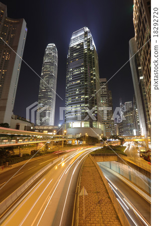 traffic in modern city at night, hk 18292720