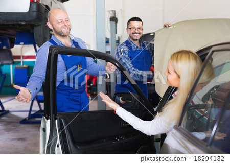 Service crew and woman driver Service crew and woman driver 18294182
