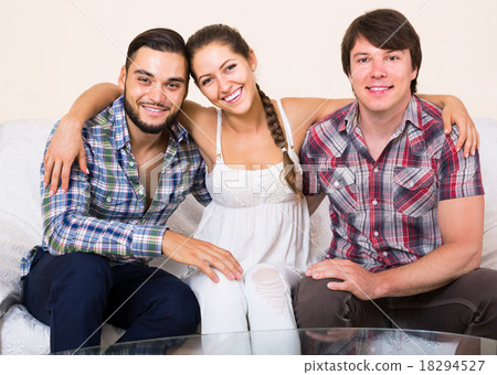 happy adult partners in home interior 18294527