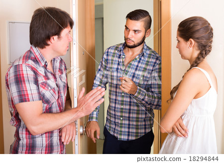 Quarrel with neighbour indoor. 18294844