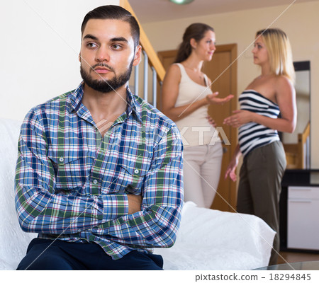 Home conflict among three young adults. Home conflict among three young adults. 18294845