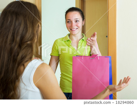 Girl visiting her girlfriend 18294860