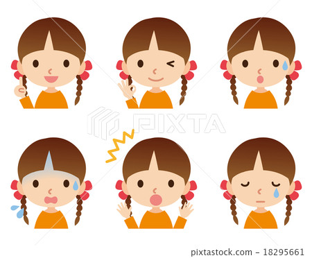 Children girls facial expression pose set - Stock Illustration ...