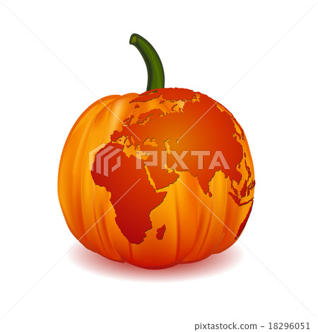 World map Europe Zone on Scary Halloween pumpkin, 18296051