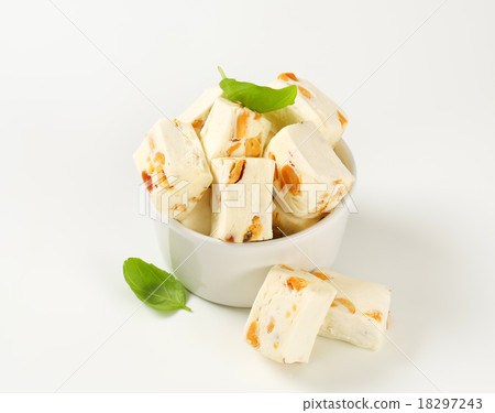 White soft nougat cubes White soft nougat cubes 18297243