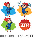 Set of woman doing various business activities 18298011