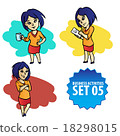 Set of woman doing various business activities 18298015
