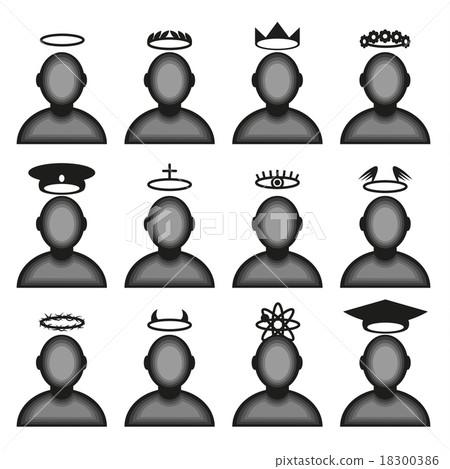 Male avatar profile icon set - halos silhouette. Male avatar profile icon set - halos silhouette. 18300386