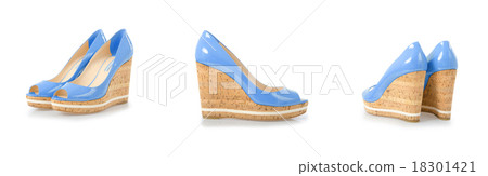 Composite photo of woman shoes isolated on white 18301421