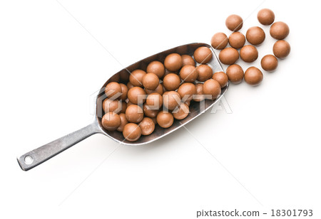 chocolate balls in metal scoop 18301793