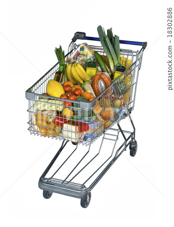 Shopping cart with foods 18302886