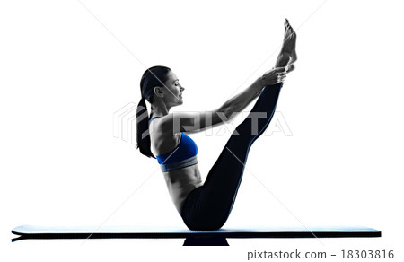 woman pilates exercises fitness isolated woman pilates exercises fitness isolated 18303816