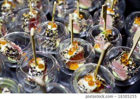 Finger Food in small glass with stick Finger Food in small glass with stick 18305255
