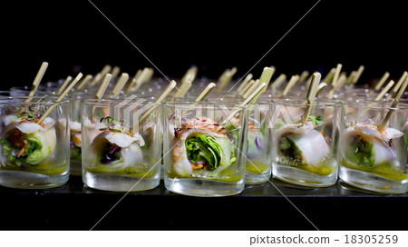 Finger Food in small glass with stick Finger Food in small glass with stick 18305259