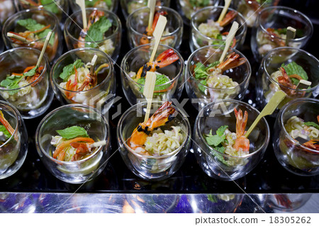 Finger Food in small glass with stick 18305262