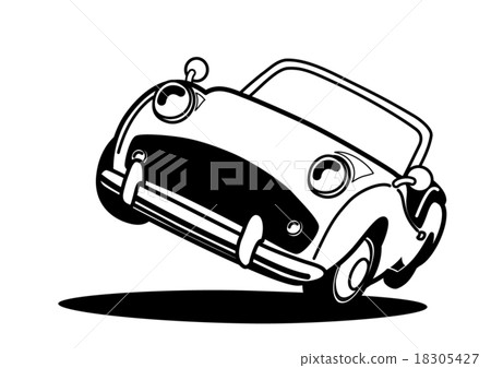 Open type classic car monochrome - Stock Illustration [18305427] - PIXTA