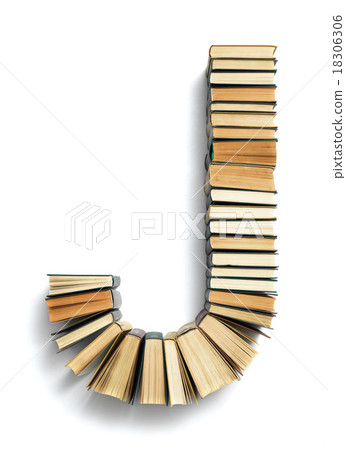 Letter J formed from the page ends of books 18306306