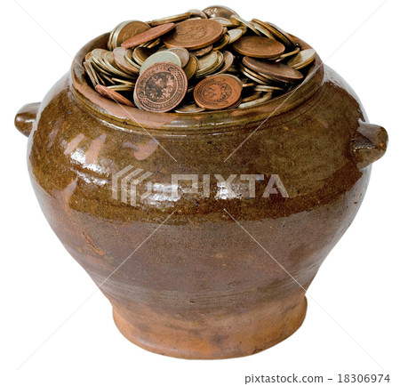 Ceramic pot with metal vintage money Ceramic pot with metal vintage money 18306974