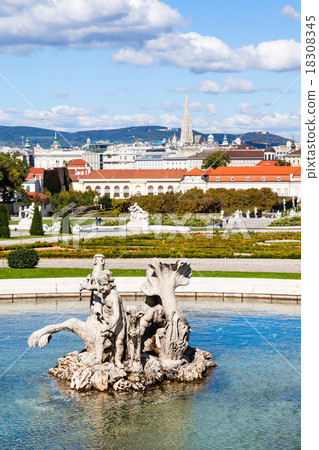 sculpture and view of Belvedere palace, Vienna sculpture and view of Belvedere palace, Vienna 18308345