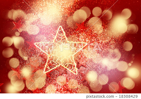 Red glitter decoration with big golden star 18308429