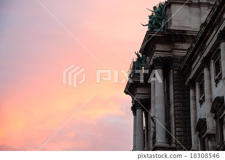 pink sunrise and Neue Burg Palace in Vienna 18308546