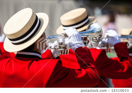 Brass Band in red uniform performing 18310633