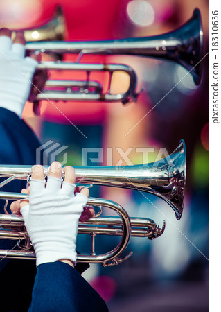 Brass Band in uniform performing 18310636