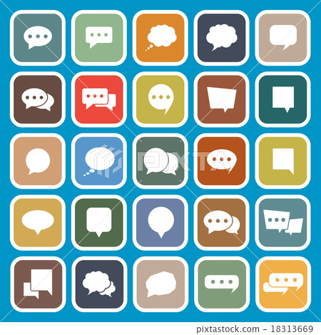 Speech Bubble flat icons on blue background - Stock Illustration ...