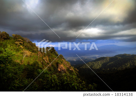 Amazing nimbus with rain over rainforest mountain 18314138