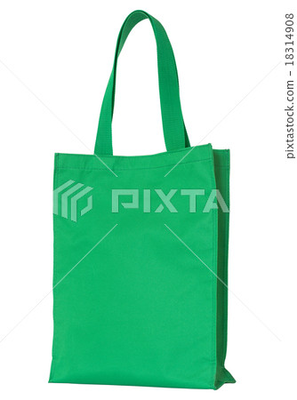 green shopping fabric bag isolated on white green shopping fabric bag isolated on white 18314908