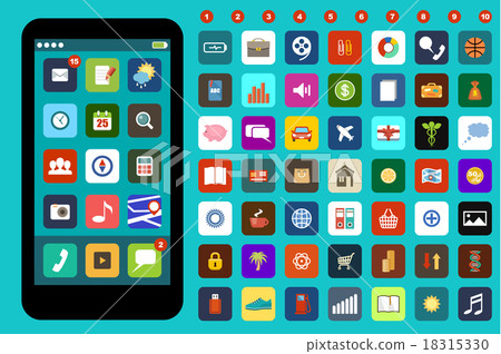 Smartphone with colorful application icons 18315330