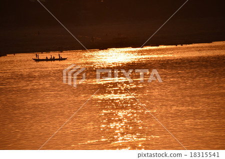 Cambodia Krat Mekong River and sunset and ferryboat Cambodia Krat Mekong River and sunset and ferryboat 18315541