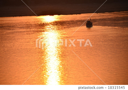 Cambodia Krat Mekong River and sunset and ferryboat Cambodia Krat Mekong River and sunset and ferryboat 18315545