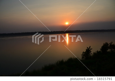 Cambodia Krache Sunset over the Mekong River Cambodia Krache Sunset over the Mekong River 18315791