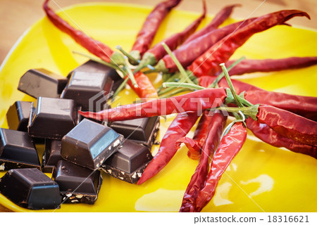 Chocolate and chilies, food detail photo 18316621