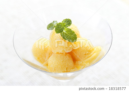 Colorful Mix fruit sorbet in cocktail glass 18318577