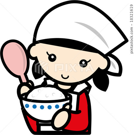 A girl who cooks rice - Stock Illustration [18321619] - PIXTA