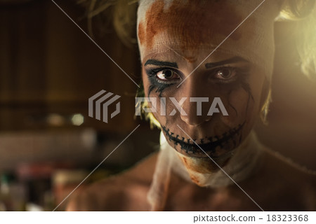 Horrible girl with scary mouth and eyes 18323368